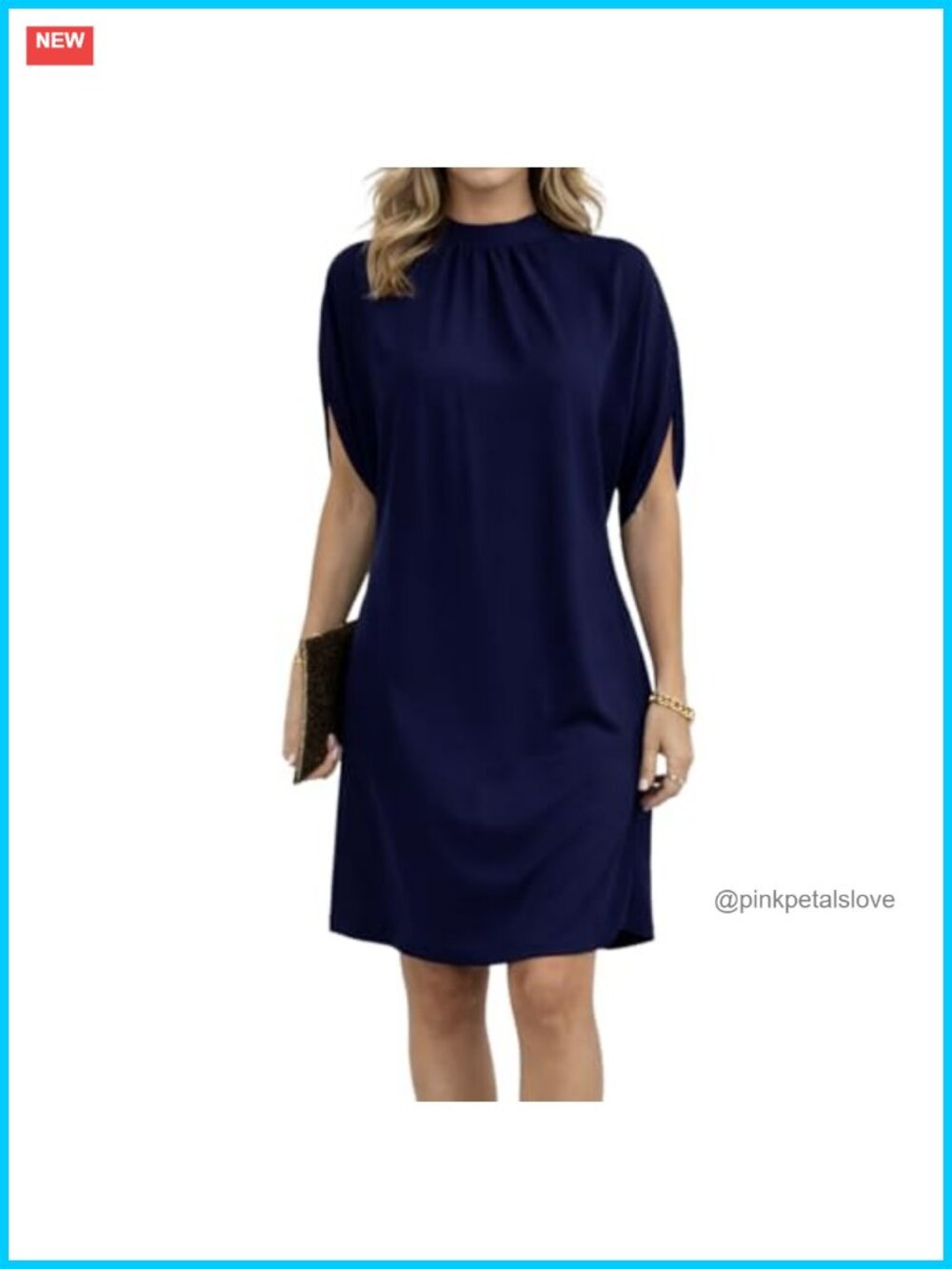 Satin Mini Dress Mock Neck Short Sleeve Cocktail Dress